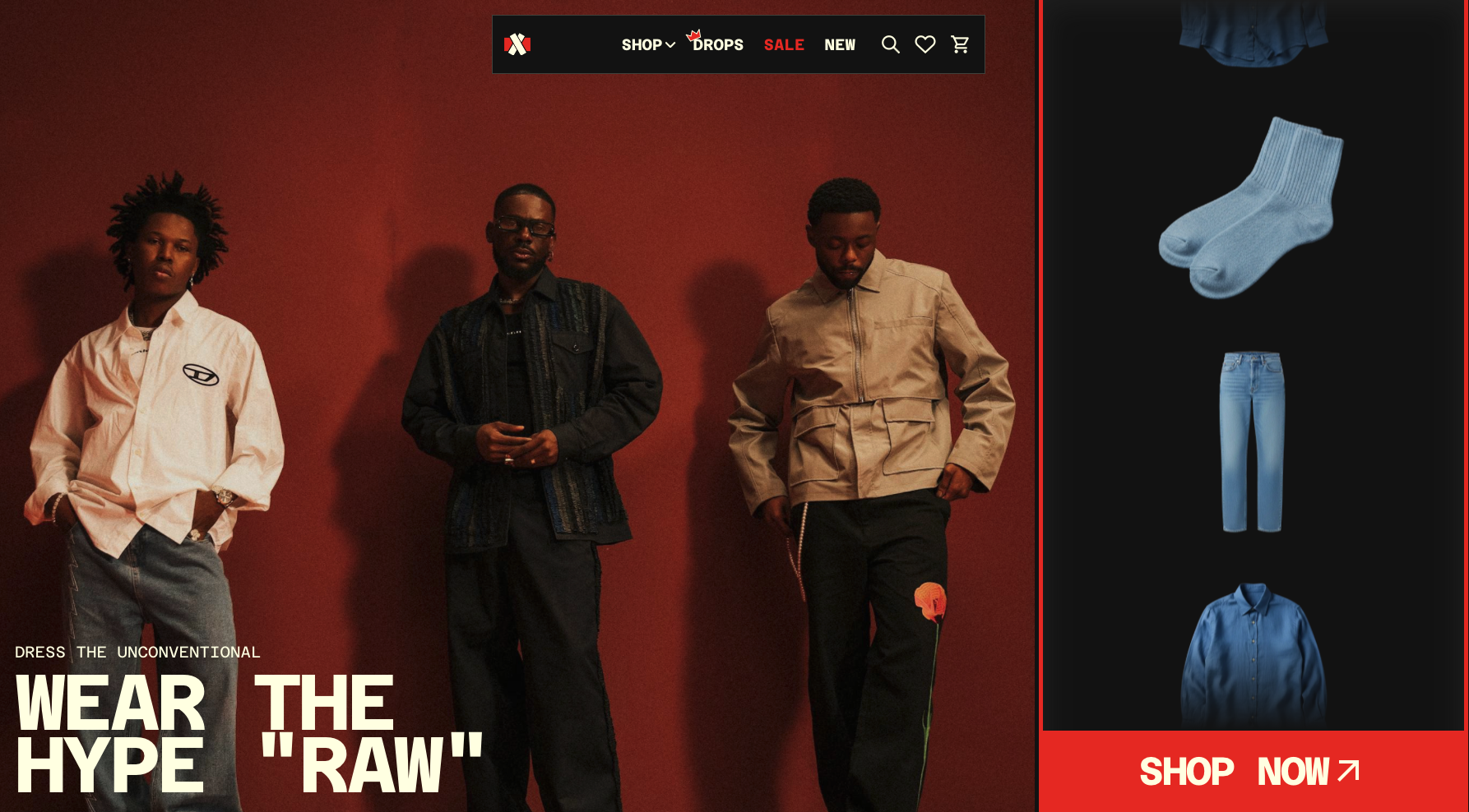 Streetwear e-commerce store hero