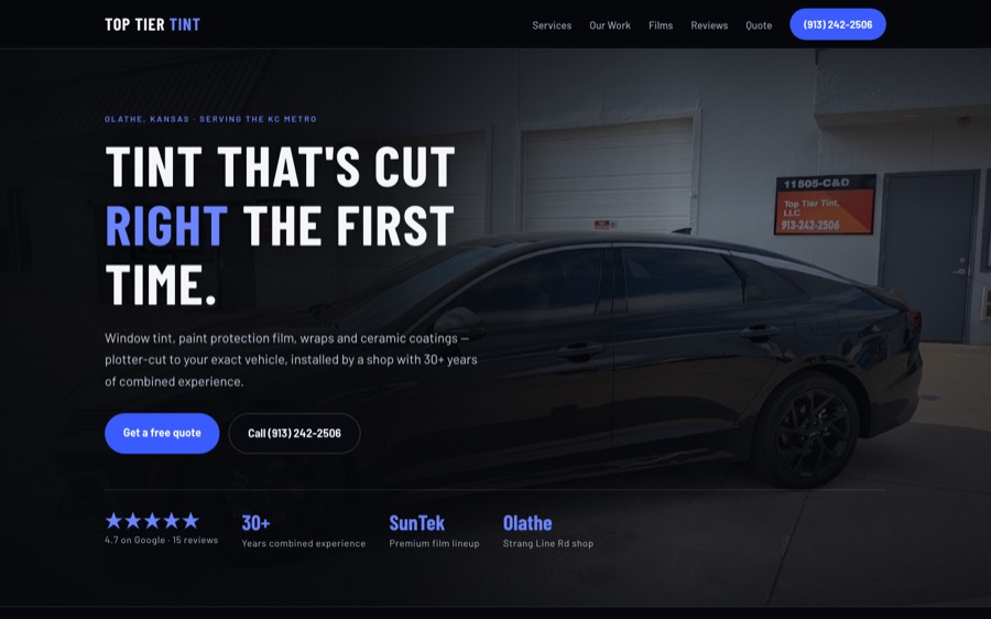 Top Tier Tint website